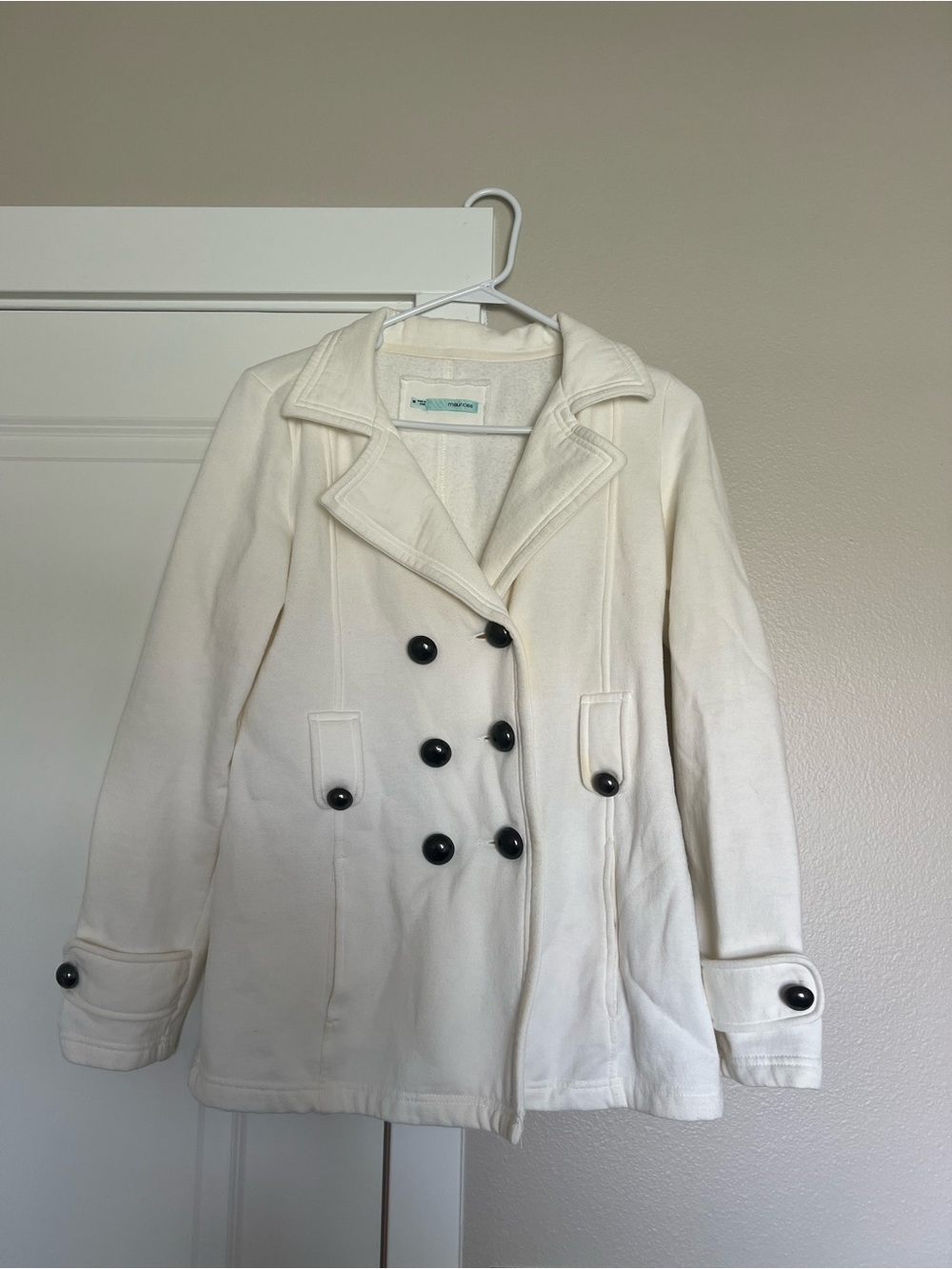 Maurices white Double-Breasted Peacoat with Black Buttons